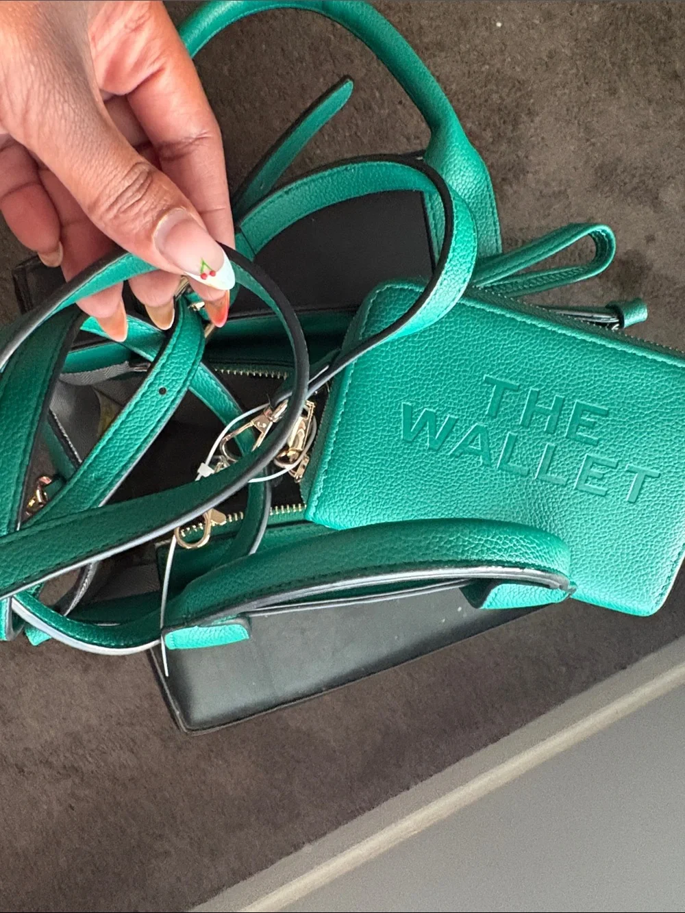 The Tote Bag Teal Crossbody Bag with Matching Wallet - Unbranded